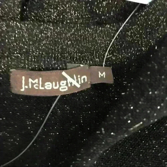 J. McLaughlin Corfu Crewneck Cropped Cardigan Black and Gold - Picture 7 of 8